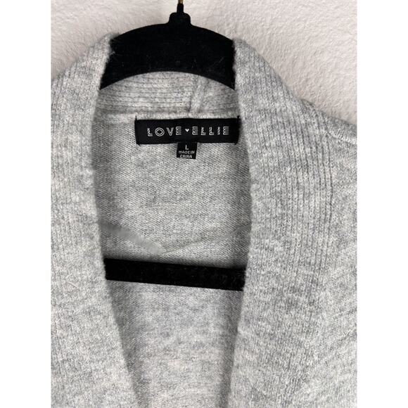 LOVE ELLIE Heather Grey Relaxed Fit Open Front Ribbed Cardigan Stretch Large NEW - Picture 6 of 7